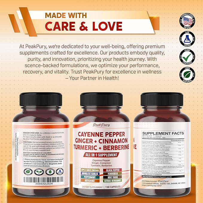 Cayenne Pepper 8000mg Ginger 3000mg Turmeric 2500mg Berberine 2500mg -
