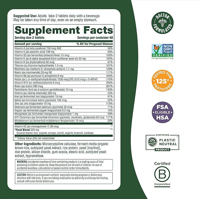 MegaFood Baby & Me 2 Prenatal 60 Tabs (30 Servings)