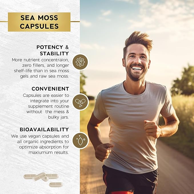 Sea Moss 3000mg Black Seed Oil 2000mg Ashwagandha 1000mg Turmeric 1000mg Bladderwrack 1000mg Burdock 1000mg & D3 with 120 Count