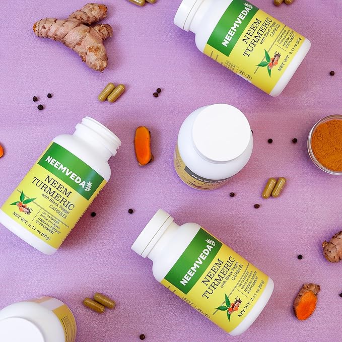 Neem Turmeric Capsules with Black Pepper 120 Veg