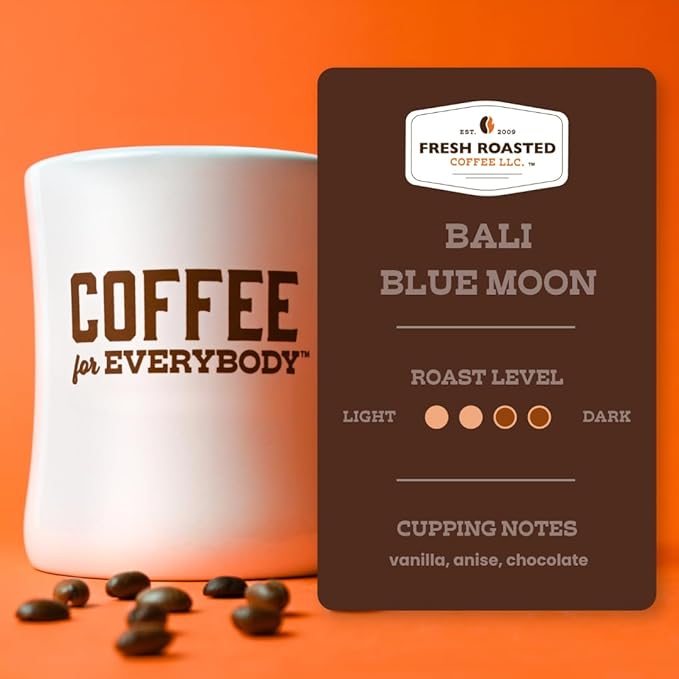 Fresh Roasted Coffee, Organic Bali Blue Moon, 2 lb (32 oz), Medium Roast, Kosher, Whole Bean