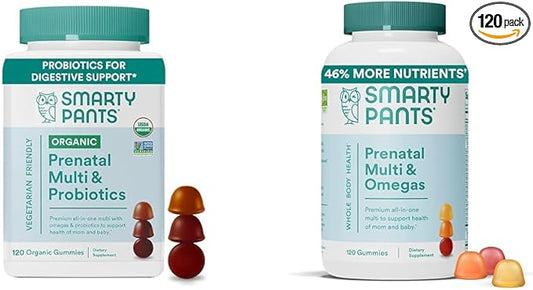 SmartyPants Organic Prenatal Vitamins for Women 3, Vitamin D3, B12, B12, B6, B6, A, 120 Count
