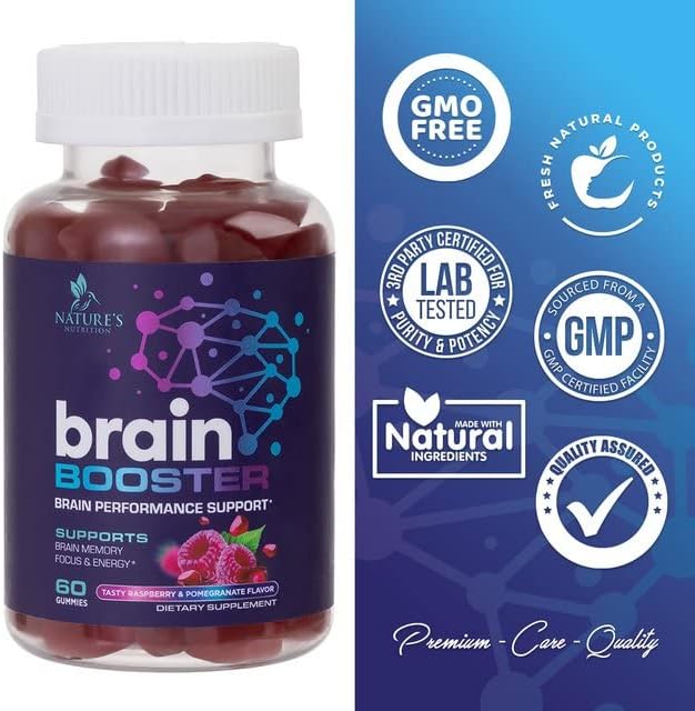 Brain Supplements for Memory & Focus B12, Phosphatidylserine 60 Gummies
