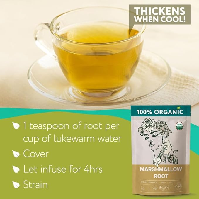 Marshmallow Root Tea (Althea Officinalis) – Organic Marshmallow Root – Throat Tea - Gut Lining, Digestion, Respiratory Health - Blood, Bones, Skin, Hair - Marshmellow Herb – 4 Ounces