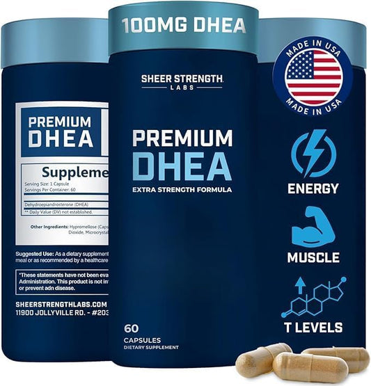 DHEA Supplement for Men DHEA 100mg - Pure DHEA Supplement for Men for Strength and Hormone Balance - DHEA Supplement for Women and Men - High Purity Enhanced Absorption 60 SV USA
