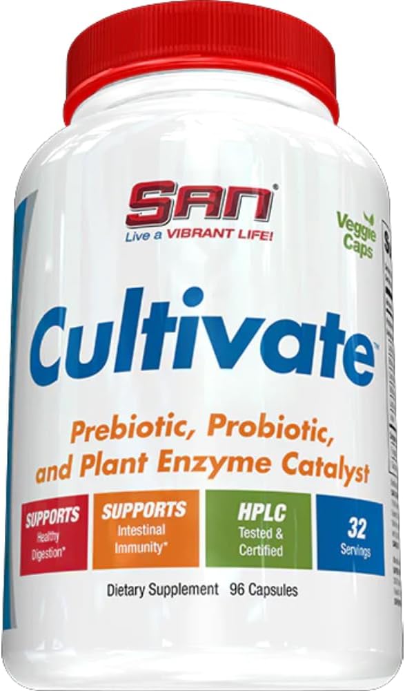 SAN's Cultivate Prebiotic-Probiotic, Multi-Strain Probiotics & 96 Capsules