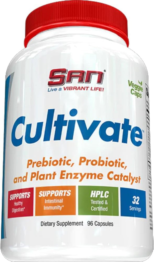 SAN's Cultivate Prebiotic-Probiotic, Multi-Strain Probiotics & 96 Capsules