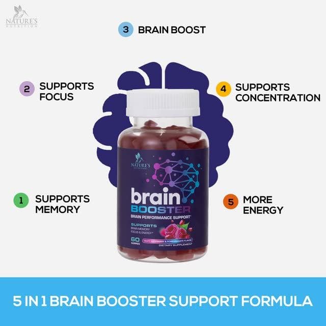 Brain Supplements for Memory & Focus B12, Phosphatidylserine 60 Gummies