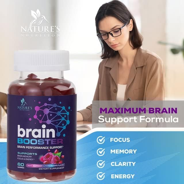 Brain Supplements for Memory & Focus B12, Phosphatidylserine 60 Gummies