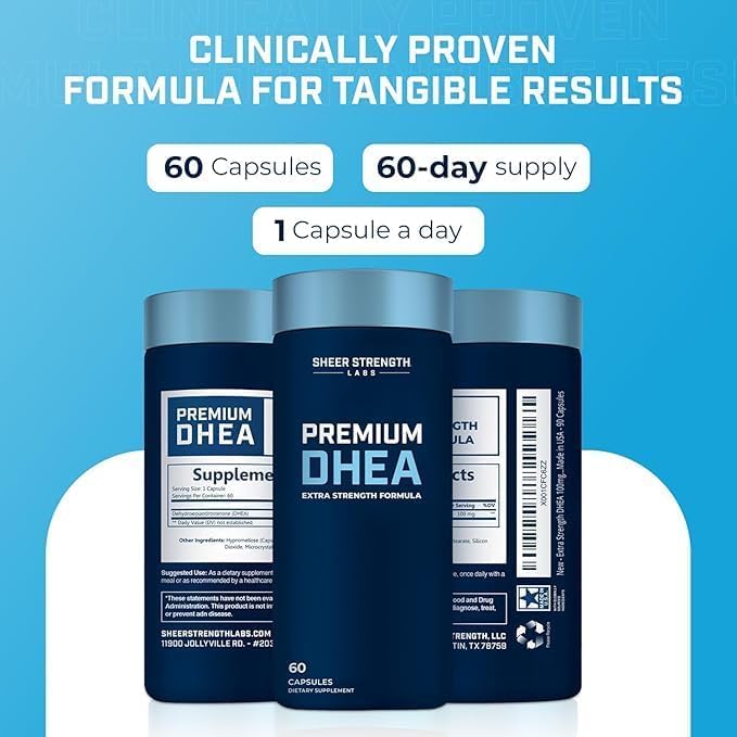 DHEA Supplement for Men DHEA 100mg - Pure DHEA Supplement for Men for Strength and Hormone Balance - DHEA Supplement for Women and Men - High Purity Enhanced Absorption 60 SV USA