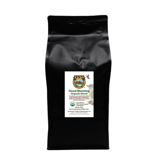 Java Planet Organic, Good Morning Blend Medium Roast, Smooth Full Flavored Organic Coffee Beans, Low Acid, Whole Bean Coffee 5LB Bag