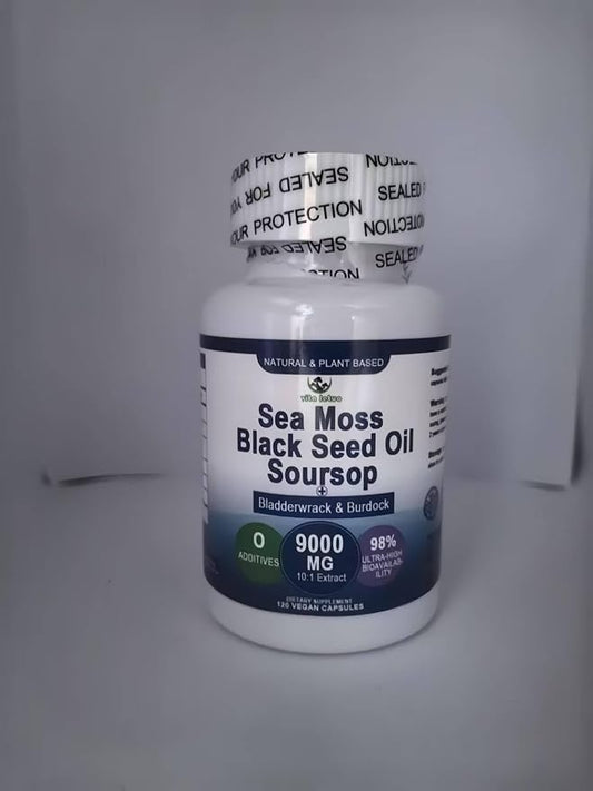 Sea Moss Softgel, Sea Moss Black Seed Oil Soursop Bladderwrack Burdock Turmeric for Cell Regeneration,Detox,Gut,Joint Support,Chew Superfood Seamoss 6X Stronger than Sea Moss Gel,Capsule,Gummy