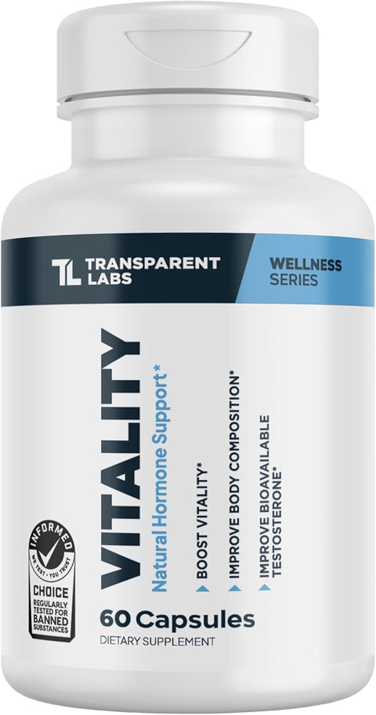 Vitality Testosterone Booster - Testosterone Supplement for Men with Ashwagandha KSM 66, PrimaVie Shilajit Extract, & DIM to Boost Vitality, Strength, & Increase Bioavailable Testosterone - 60 Count
