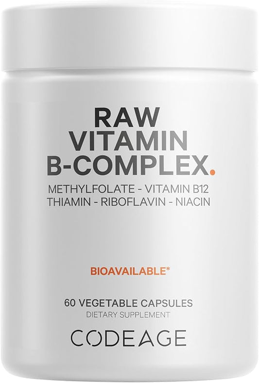 Codeage Raw Vitamin B-Complex Supplement 2-Month Supply B12 - 60 Capsules