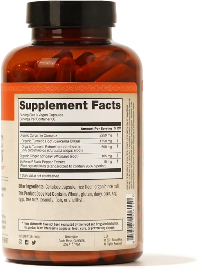 NatureWise Curcumin Turmeric 2250mg 95% Curcuminoids [2 Month 180 Count]