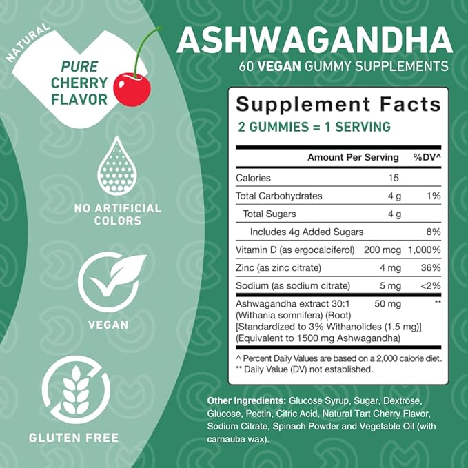 Ashwagandha Gummies with Vitamin D & 60 Gummies