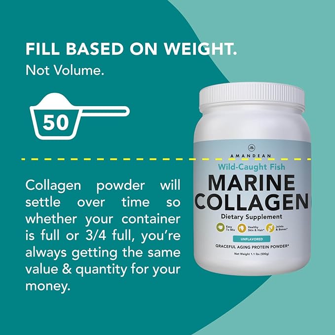 AMANDEAN Premium Anti-Aging Marine Collagen Peptides 500g Wild-Caught 1 & 3 Collagen 18 Amino