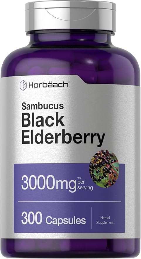 Horbäach Black Elderberry 3000mg Capsules 300 Count