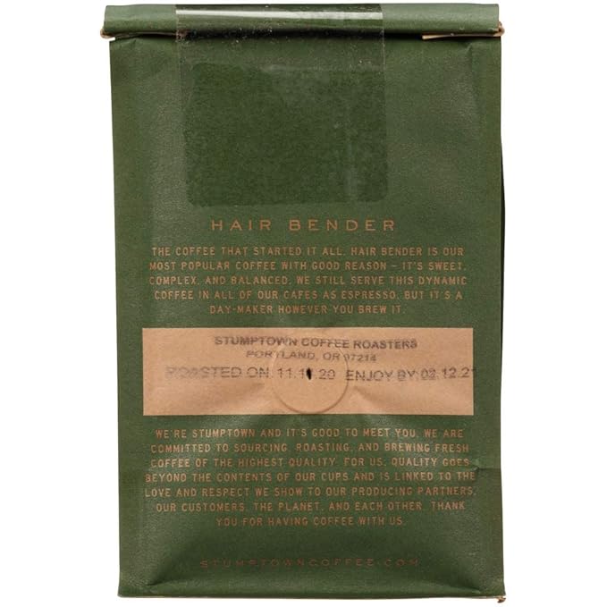 Stumptown Coffee Roasters, Medium Roast Ground Coffee - Hair Bender 12 Ounce Bag, Flavor Notes of Citrus and Dark Chocolate (Pack of 3)