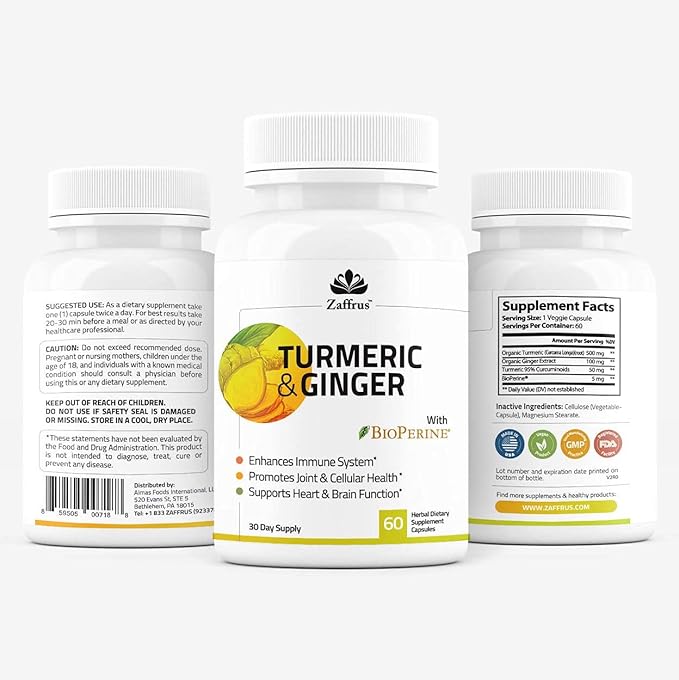 Zaffrus - Organic Turmeric Curcumin & 60 Supplement