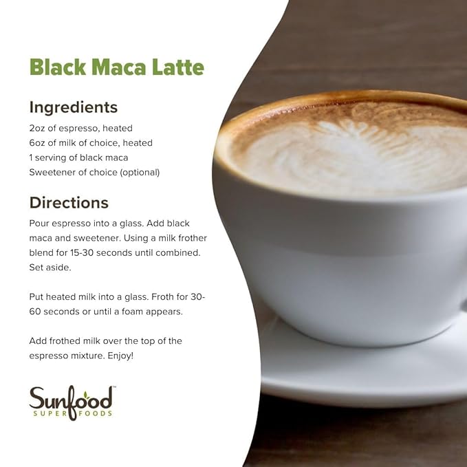 Sunfoods Superfoods Organic Black Maca Powder - Black Maca Root Powder, Black Maca Root for Men & Women, Peruvian, Raw, Vegan, Premium Black Maca Powder - 4 oz Bag