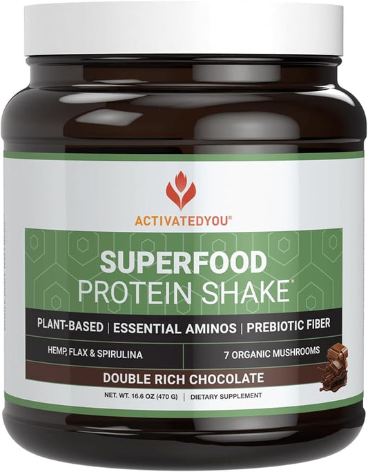 ACTIVATEDYOU Superfood Protein Shake -Vegan Plant 7 Mushroom (15 Servings)