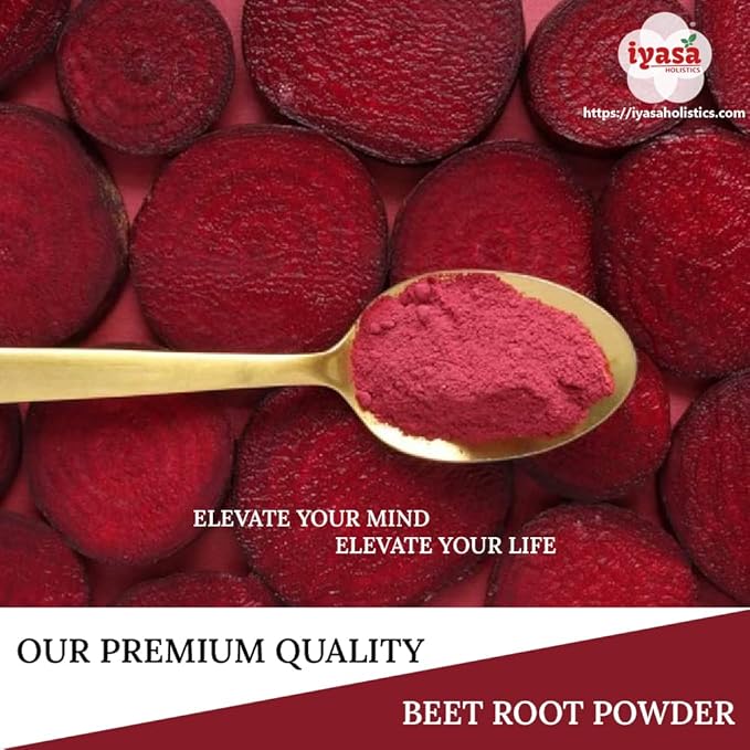 Iyasa Organic Beet Root Powder, Plant Based, Vegan, Gluten-Free, Beetroot Superfood, Nitric Oxide Boost, Blood Circulation Support, Pre Post Workout, Baking and Cooking 8 oz 223 gm