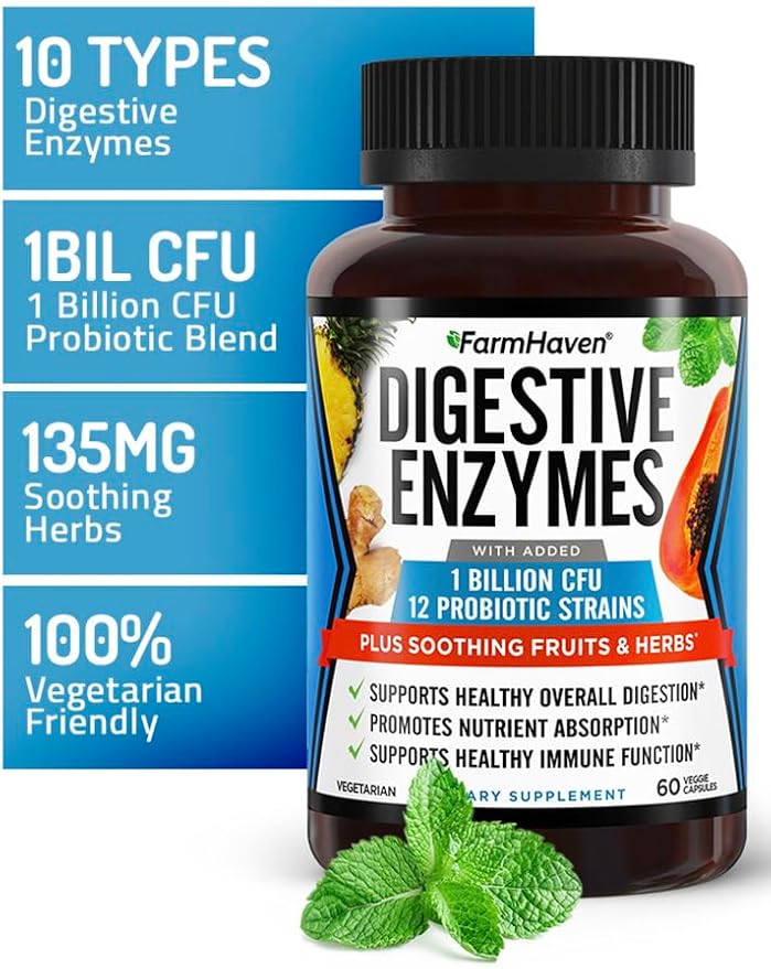 FarmHaven Digestive Enzymes with 18 Probiotics 120 Capsules