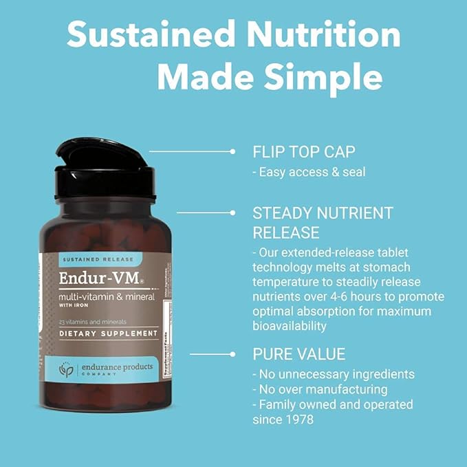 ENDUR -VM with Iron, Daily Multi-Vitamin B12, Calcium 150 Tablets