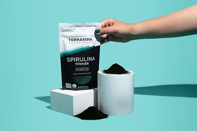 Terrasoul Superfoods Organic Spirulina Powder, 6 Oz, Vegan Protein, Green Superfood Boost for Smoothies, Detoxifying Elixirs, and Immune Support