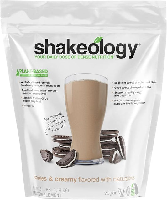 Shakeology Vegan Protein Powder - Gluten Free, Superfood Protein Shake - Helps Support Healthy Weight Loss, Lean Muscle Support, Gut Health, Manage Effects of Stress, Cookies and Creamy - 30 Servings