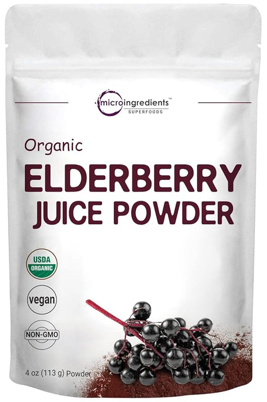 Organic Elderberry Juice Powder, 4oz 100% Natural