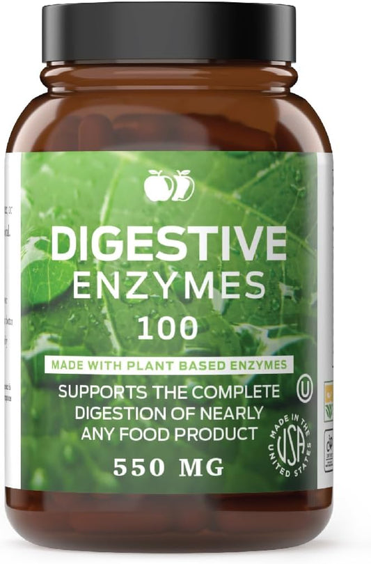 Digestive Enzymes Supplements, Natural Plant Based Superfood 100 Capsules 600mg Probiotics