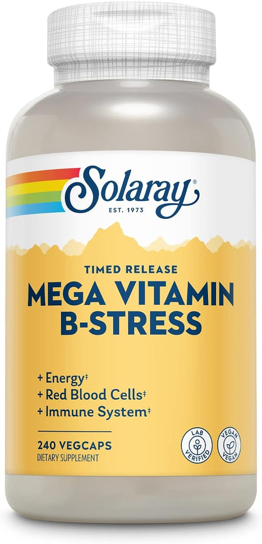 SOLARAY Mega Vitamin B-Stress B12, B6, B6, Folic 60-Day Guarantee (240 CT)