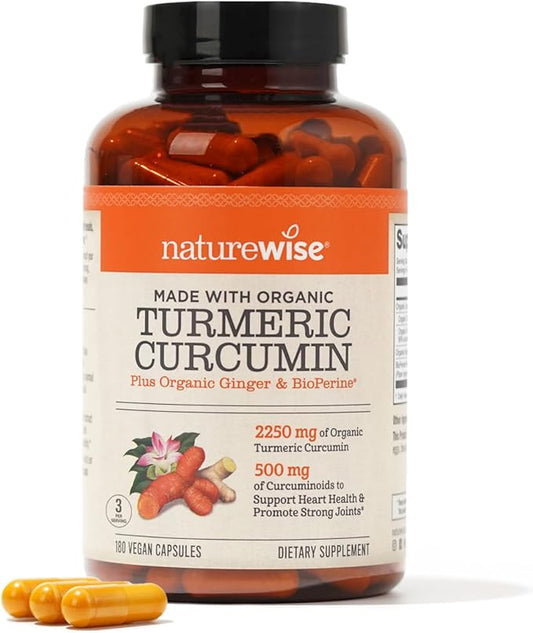 NatureWise Curcumin Turmeric 2250mg 95% Curcuminoids [2 Month 180 Count]