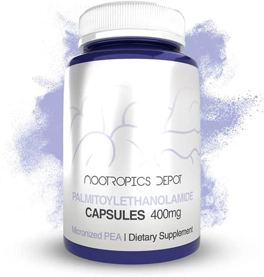 Nootropics Depot Palmitoylethanolamide Capsules | Pea | 400mg Pills | 60 Count | Supports Pain Management | Promotes Healthy Inflammatory Responses