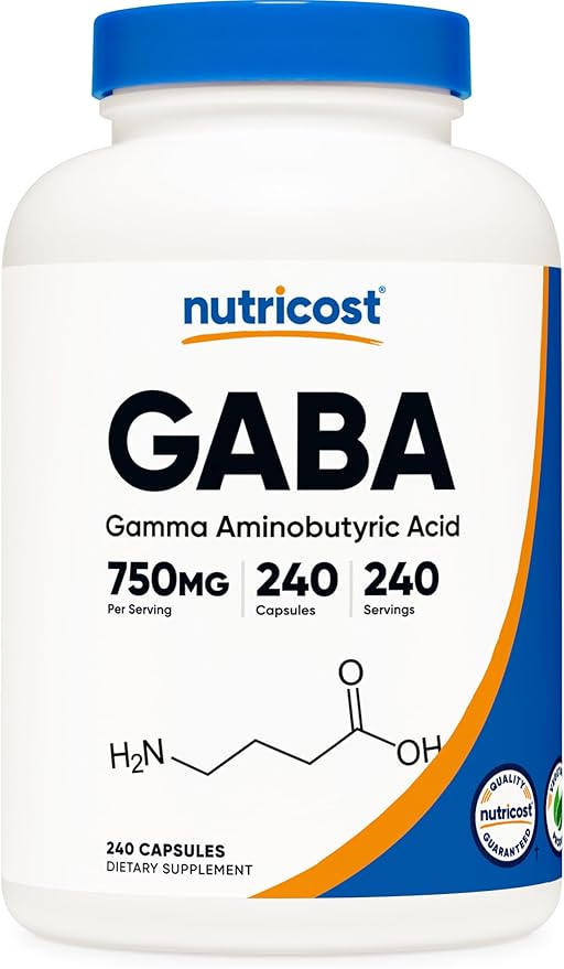 Nutricost GABA (Gamma Aminobutyric Acid) 750mg, 240 Capsules, 240 Servings
