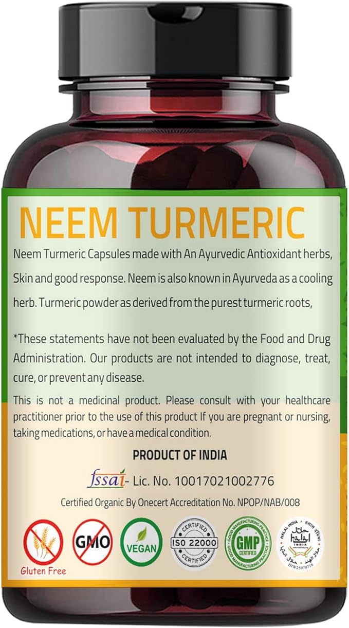 Neem Turmeric Capsules 90 Capsules 1000mg | (90 Capsules)
