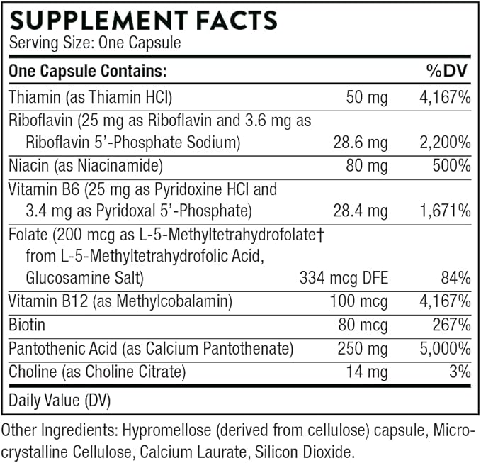 THORNE Stress B-Complex B2, B6, B6, B12, B12, and B5 for 60 Capsules