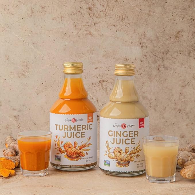 The Ginger People Ginger & Turmeric Juice Set | Digestion + Anti-Inflammatory | 8 Fl Oz (Pack of 2)