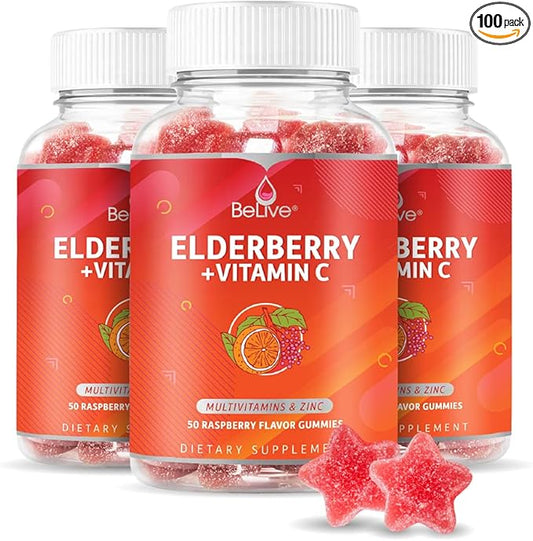 BeLive Elderberry Gummies with Zinc and B12 - 3-Pack