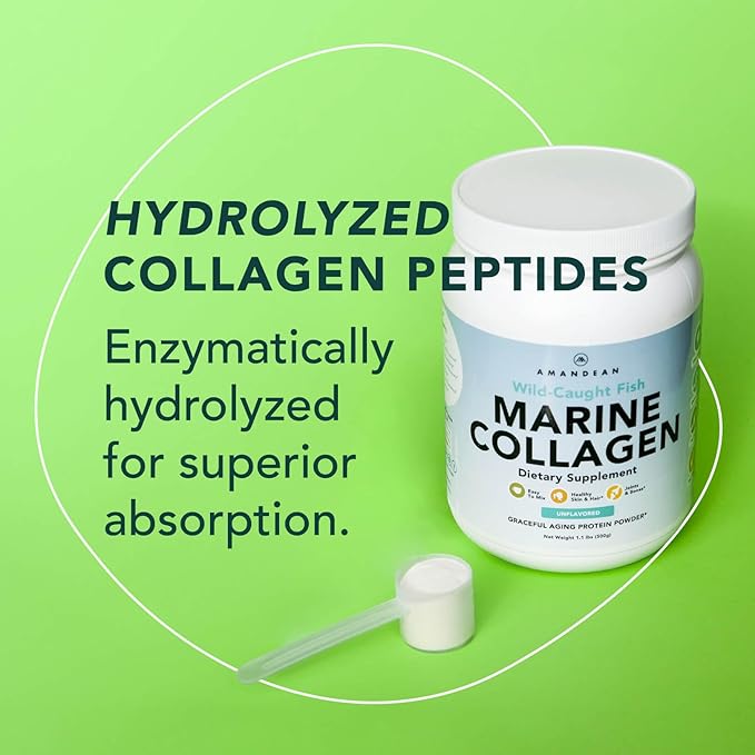 AMANDEAN Premium Anti-Aging Marine Collagen Peptides 500g Wild-Caught 1 & 3 Collagen 18 Amino