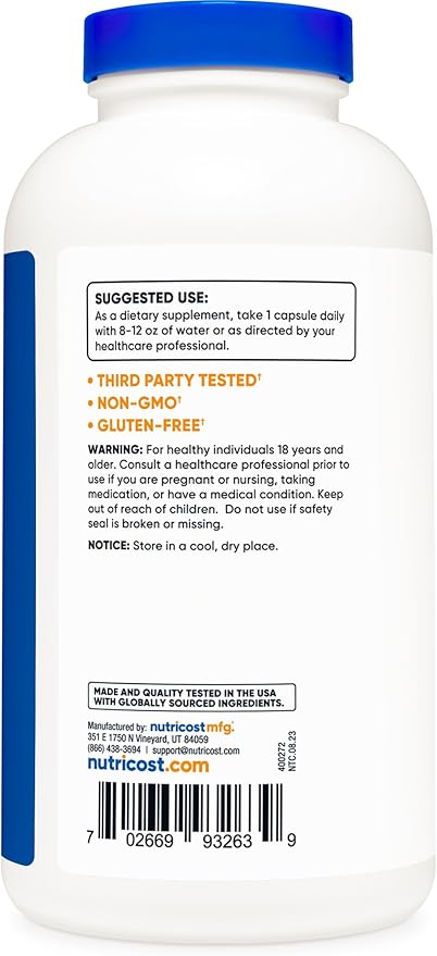 Nutricost Taurine 1000mg; 400 Capsules (3