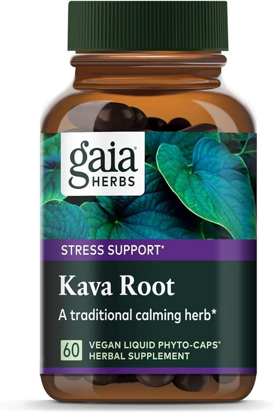Gaia Herbs Kava Kava Root, Vegan 60 Count 75mg Active