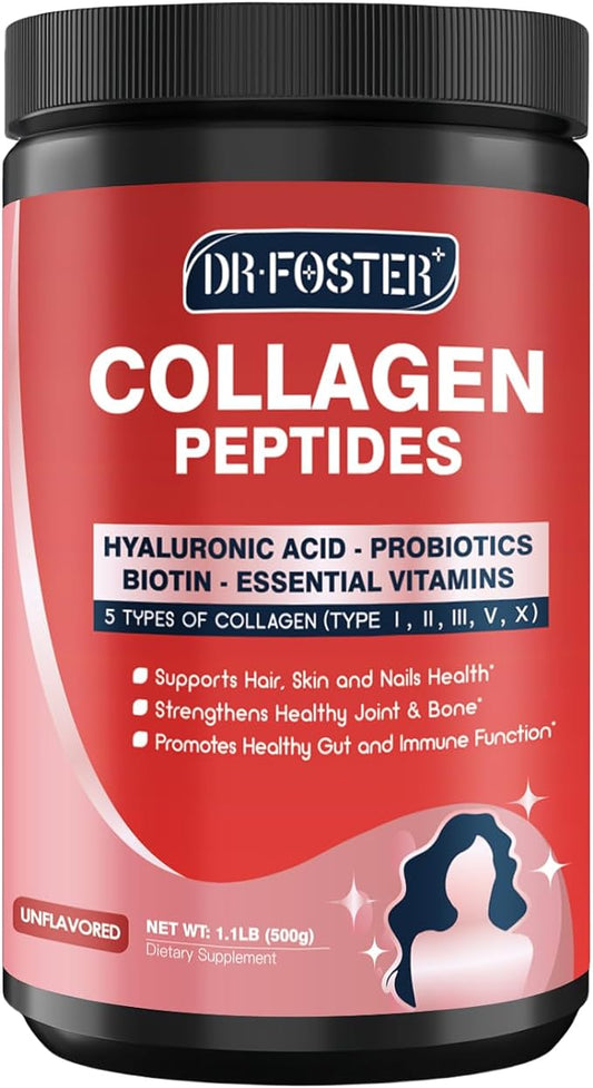 Multi-Collagen-Peptide-Powder with Probiotics, 50 Servings of