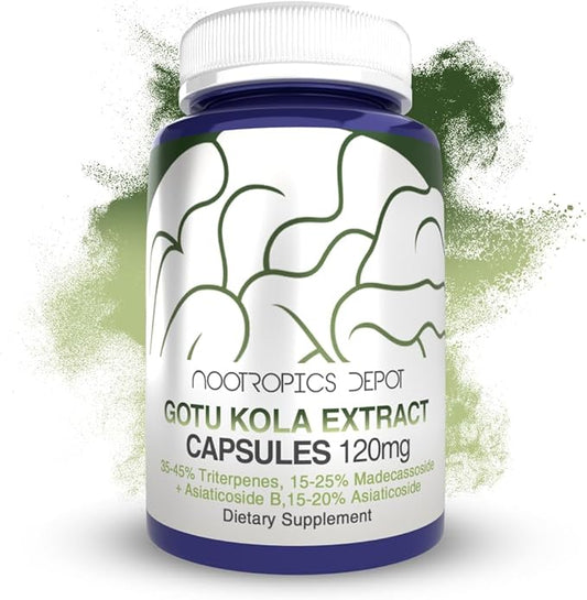 Nootropics Depot Gotu Kola Extract Capsules 120mg | 90 Count 35-45% Triterpenes
