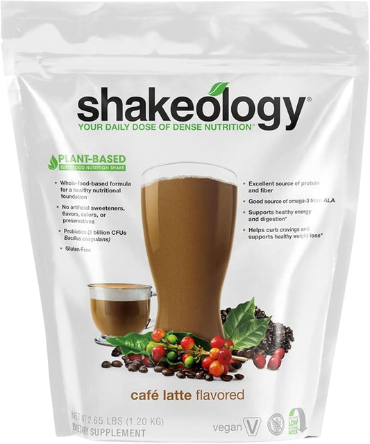 Shakeology Vegan Protein Powder - Gluten Free, Superfood Protein Shake - Helps Support Healthy Weight Loss, Lean Muscle Support, Gut Health, Manage Effects of Stress, Cafe Latte - 30 Servings