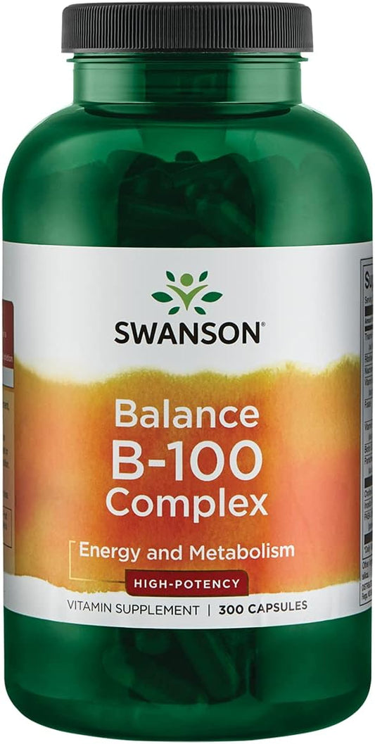 Swanson B-100 B-Complex Vitamins Energy Cardio 300 Capsules
