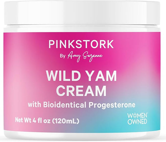 Pink Stork Wild Yam Cream - Bioidentical Progesterone Cream for Women - Support Hormone Balance for PMS, Fertility, Perimenopause - Natural Progesterone Supplement - Unscented, 4 oz