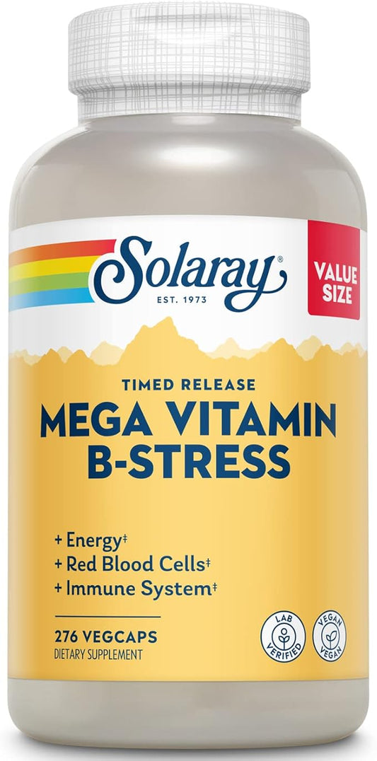 SOLARAY Mega Vitamin B-Stress B12, B6, B6, Folic 60-Day Guarantee (276 CT)